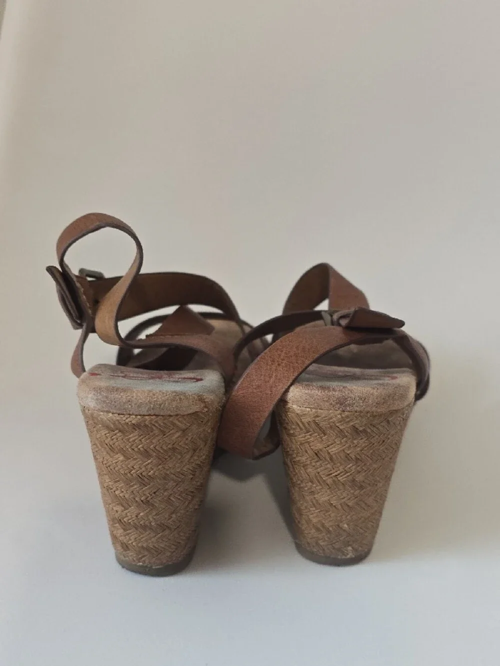 Jellypop Brown Crisscross Wedge Sandals